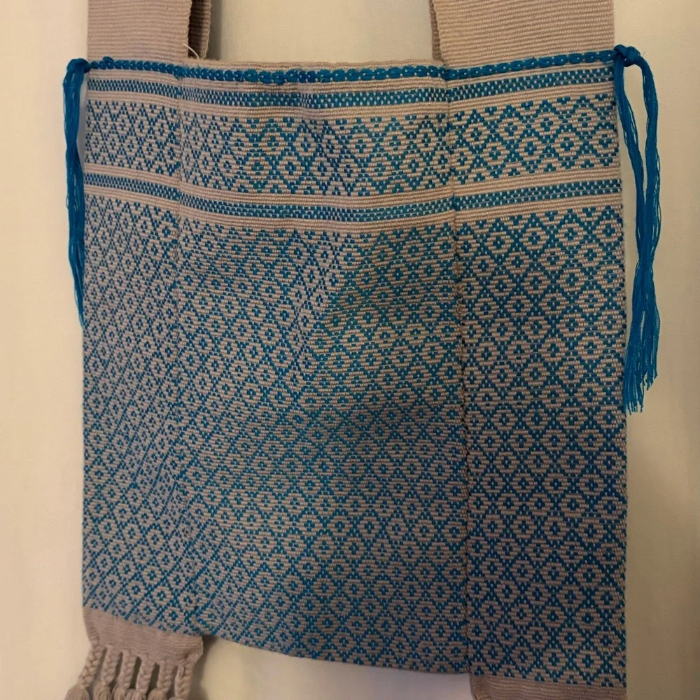 3 for $25! Blue‎ and Beige Patterned Women's canvas  Bag - Picture 3 of 5